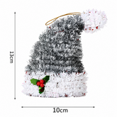 Pafu Christmas Holiday Home Decor Silver Tinsel Hanging Tree Decor Sparkly Tinsel Xmas Tree Mini Christmas Santa Hat Ornament