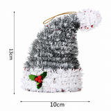 Pafu Christmas Holiday Home Decor Silver Tinsel Hanging Tree Decor Sparkly Tinsel Xmas Tree Mini Christmas Santa Hat Ornament