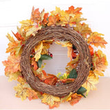 Pafu Artificial Fall Harvest Wreath Autumn Pumpkin Maple Leaf Front Door Wreath Thanksgiving Seasonal Home Decor