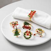 Pafu Christmas Dinning Table Decor Metal Napkin Ring Holders Tree Bells Snowflake Gloves Party Gift Christmas Napkin Ring