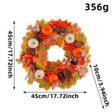 Pafu Artificial Fall Harvest Wreath Autumn Pumpkin Maple Leaf Front Door Wreath Thanksgiving Seasonal Home Decor