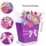 Pafu Mother Valentine Day Gift Bag Colorful Handmade Paper Flowers with Rhinestones & Ribbon Bow 3D Flower Pop-Up Gift Sack