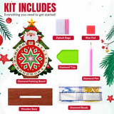 Pafu DIY Diamond Painting Christmas Advent Calendar Wooden Desk Decoration Santa Claus Countdown Craft Kit with Stand