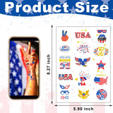 6PCS Patriotic Independence Day Temporary Tattoos Silver Powder Finish Star Pattern Waterproof Hot Stamping Stickers July 4th