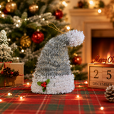 Pafu Christmas Holiday Home Decor Silver Tinsel Hanging Tree Decor Sparkly Tinsel Xmas Tree Mini Christmas Santa Hat Ornament