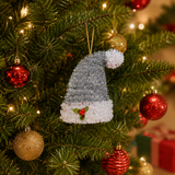 Pafu Christmas Holiday Home Decor Silver Tinsel Hanging Tree Decor Sparkly Tinsel Xmas Tree Mini Christmas Santa Hat Ornament