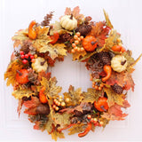 Pafu Artificial Fall Harvest Wreath Autumn Pumpkin Maple Leaf Front Door Wreath Thanksgiving Seasonal Home Decor