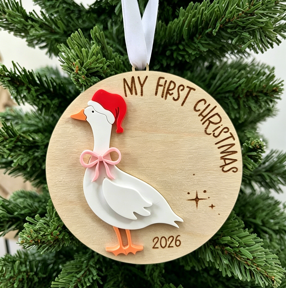 4inch Personalized Christmas Decoration Supplies Santa Goose Baby's First Christmas Gift Crafts Silly Goose Birth Announcement