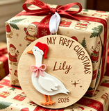 4inch Personalized Christmas Decoration Supplies Santa Goose Baby's First Christmas Gift Crafts Silly Goose Birth Announcement