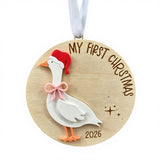 4inch Personalized Christmas Decoration Supplies Santa Goose Baby's First Christmas Gift Crafts Silly Goose Birth Announcement