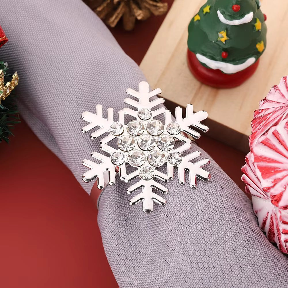 Pafu Christmas Dinning Table Decor Metal Napkin Ring Holders Tree Bells Snowflake Gloves Party Gift Christmas Napkin Ring