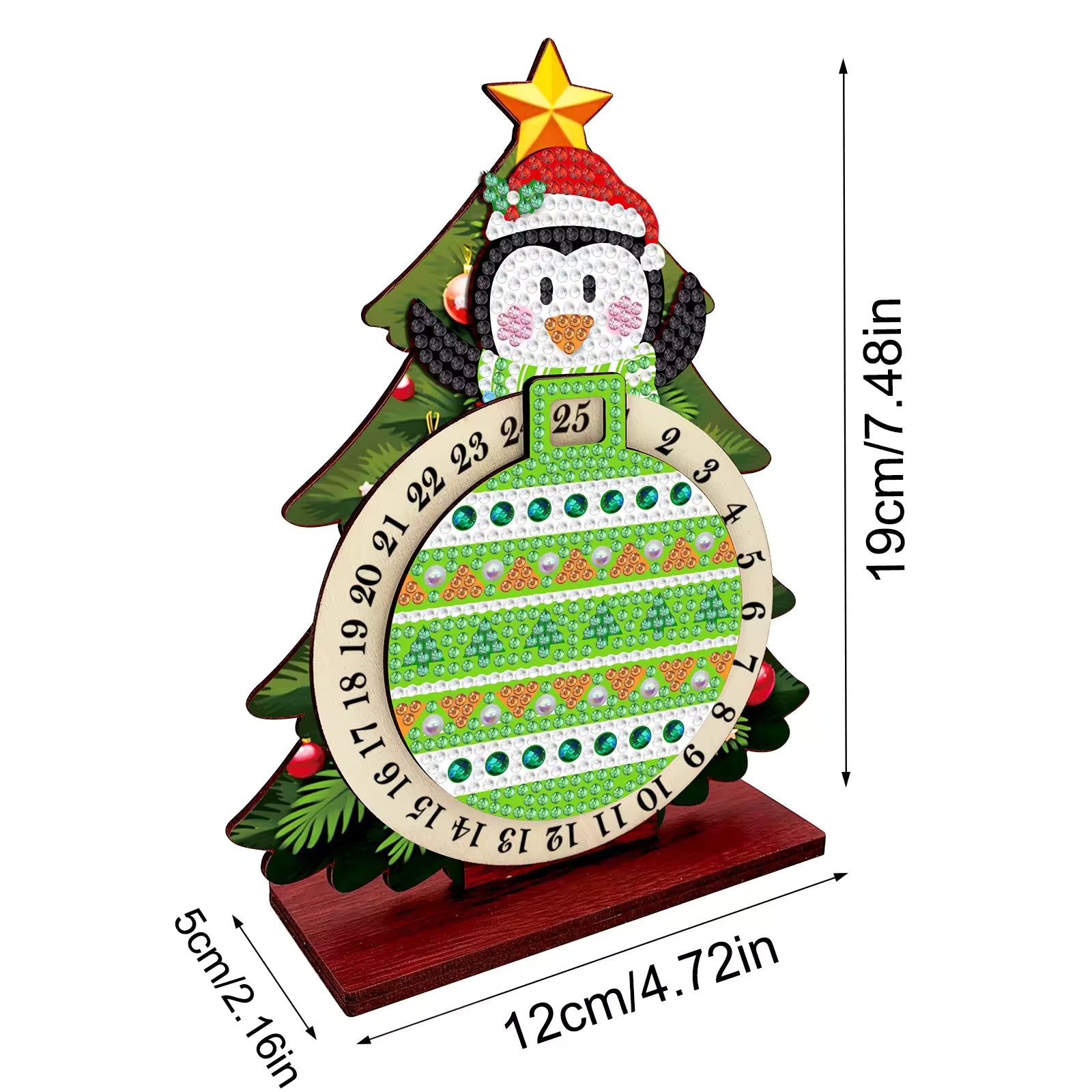 Pafu DIY Diamond Painting Christmas Advent Calendar Wooden Desk Decoration Santa Claus Countdown Craft Kit with Stand