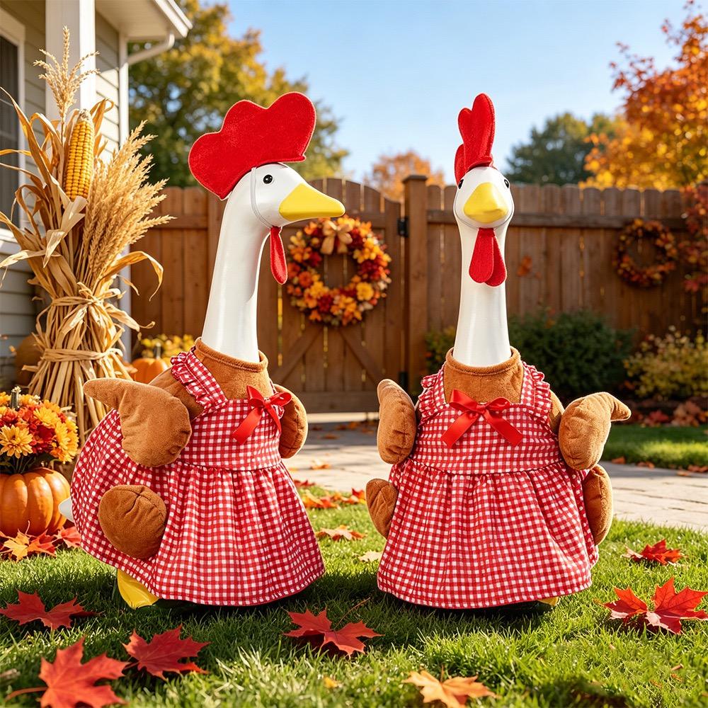 Pafu Harvest Holiday Yard Seasonal Ornament Farmhouse Porch Goose Decor Thanksgiving Turkey Costume 23 Inch Lawn Goose Outfit