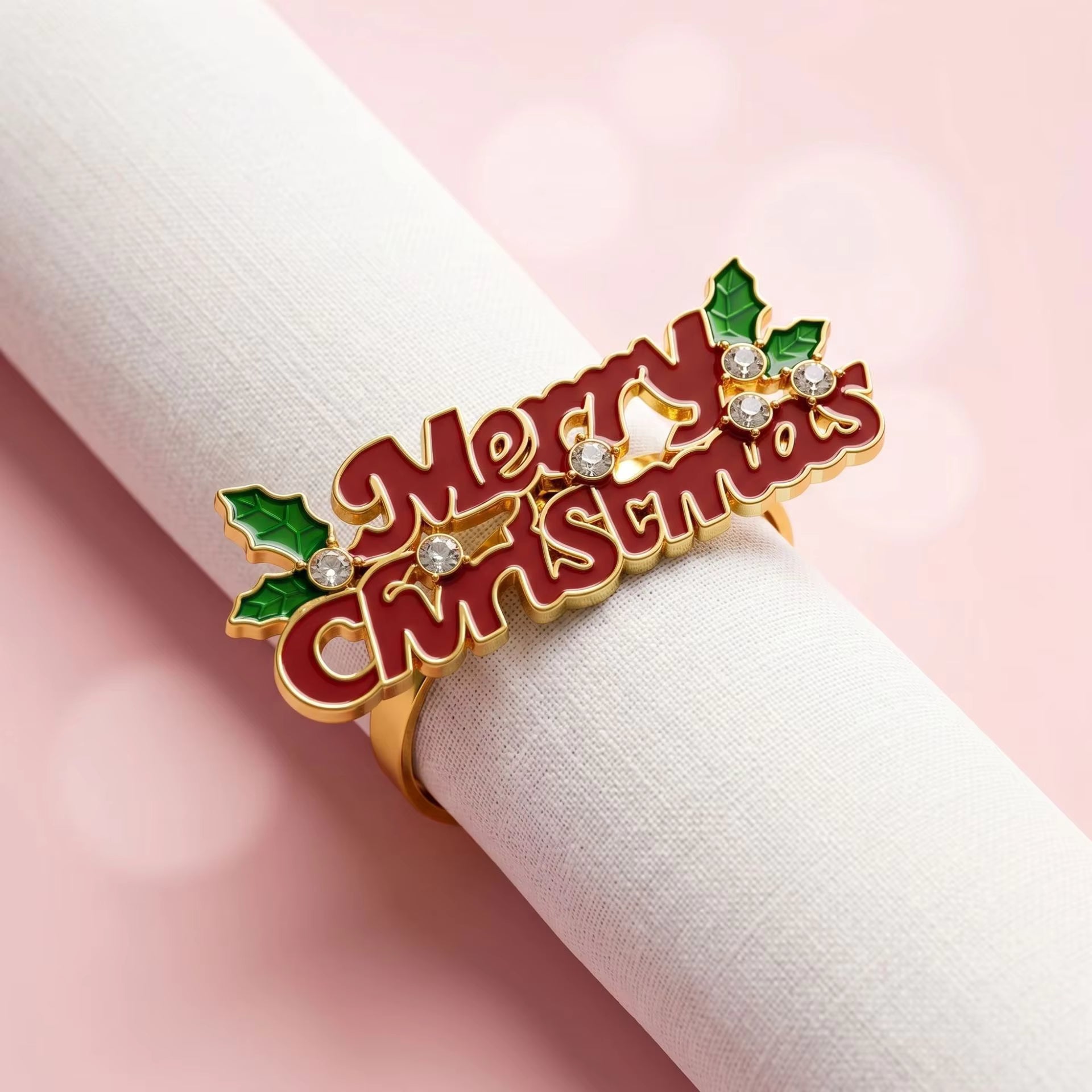 Pafu Christmas Dinning Table Decor Metal Napkin Ring Holders Tree Bells Snowflake Gloves Party Gift Christmas Napkin Ring