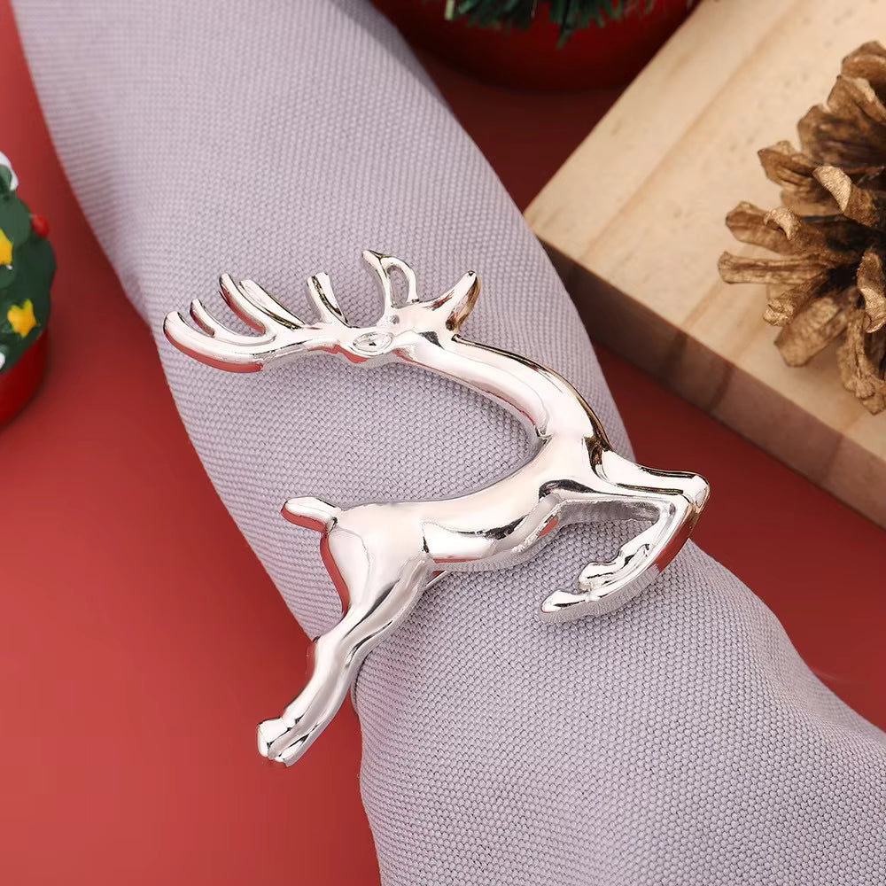 Pafu Christmas Dinning Table Decor Metal Napkin Ring Holders Tree Bells Snowflake Gloves Party Gift Christmas Napkin Ring