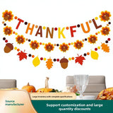 Thanksgiving Garland Decoration THANKFUL Letter Banner with Turkey and Autumn Leaf Acorn String Fall Harvest Hanging Decor
