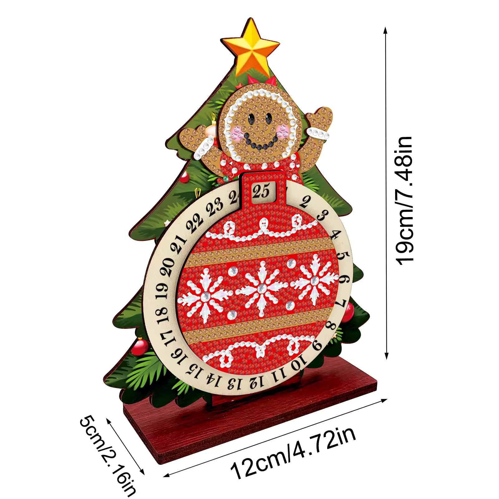 Pafu DIY Diamond Painting Christmas Advent Calendar Wooden Desk Decoration Santa Claus Countdown Craft Kit with Stand