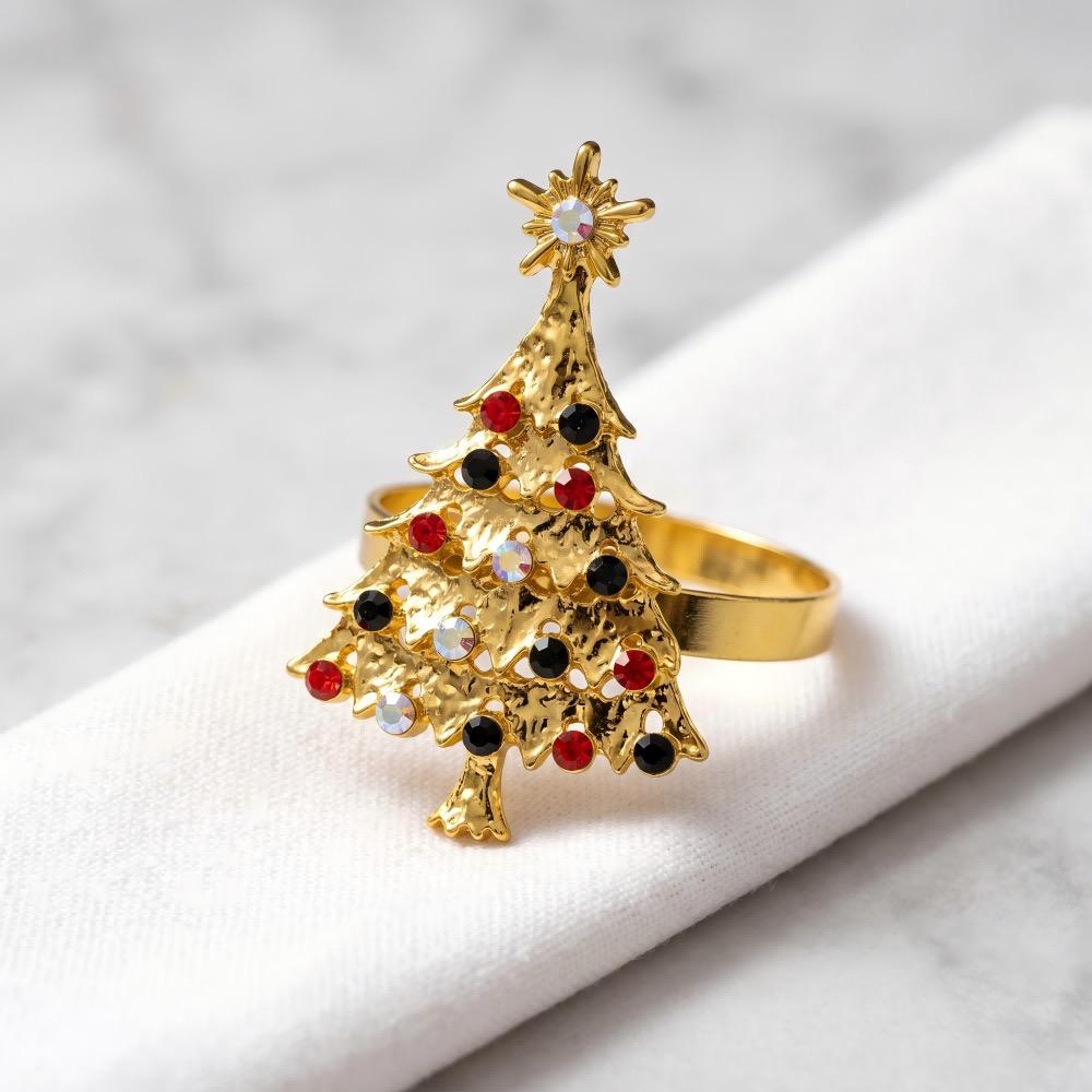 Pafu Christmas Dinning Table Decor Metal Napkin Ring Holders Tree Bells Snowflake Gloves Party Gift Christmas Napkin Ring