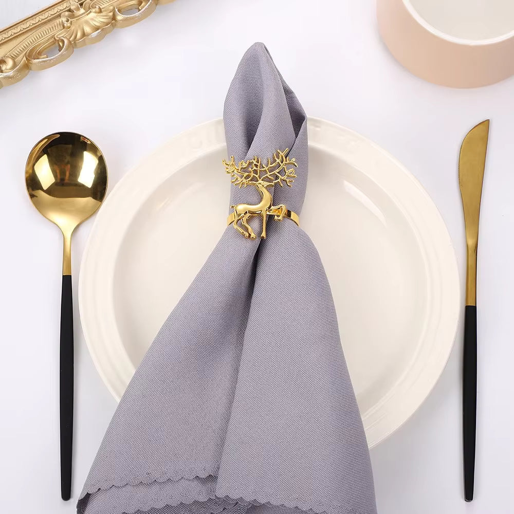 Pafu Christmas Dinning Table Decor Metal Napkin Ring Holders Tree Bells Snowflake Gloves Party Gift Christmas Napkin Ring