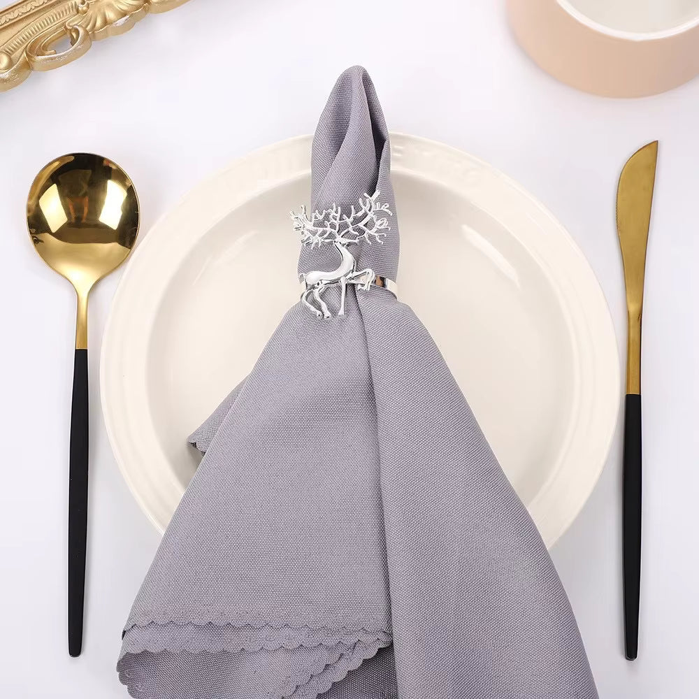 Pafu Christmas Dinning Table Decor Metal Napkin Ring Holders Tree Bells Snowflake Gloves Party Gift Christmas Napkin Ring